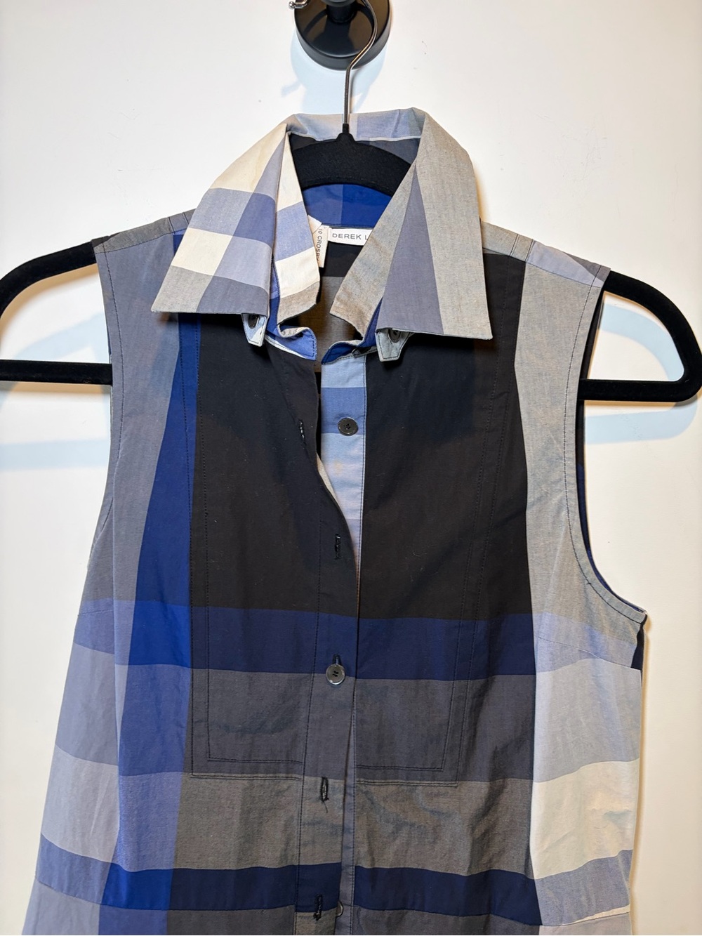 Derek Lam Blue, Black & Gray Striped Shirt‎ - Picture 2 of 8